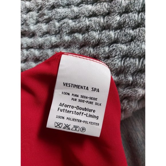 Giorgio Armani Womens Red Crossover Halter Silk Gown Dress Size 46 Slit ❤️ - Picture 10 of 10